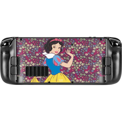 Disney Snow White Character with Floral Pattern Steam Deck Handheld Gaming Computer Skin
